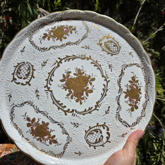 Jean Pouyat Limoges Company Antique Hand Painted Porcelain Serving Plate Tray Lg - Picture 11 of 17